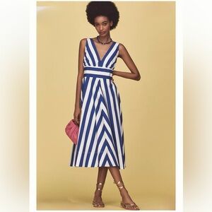 Anthropologie V-Neck Sleeveless Fit & Flare Midi Dress Size XS